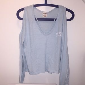 PINK VS LIGHT BLUE COLD SHOULDER TOP SIZE SMALL